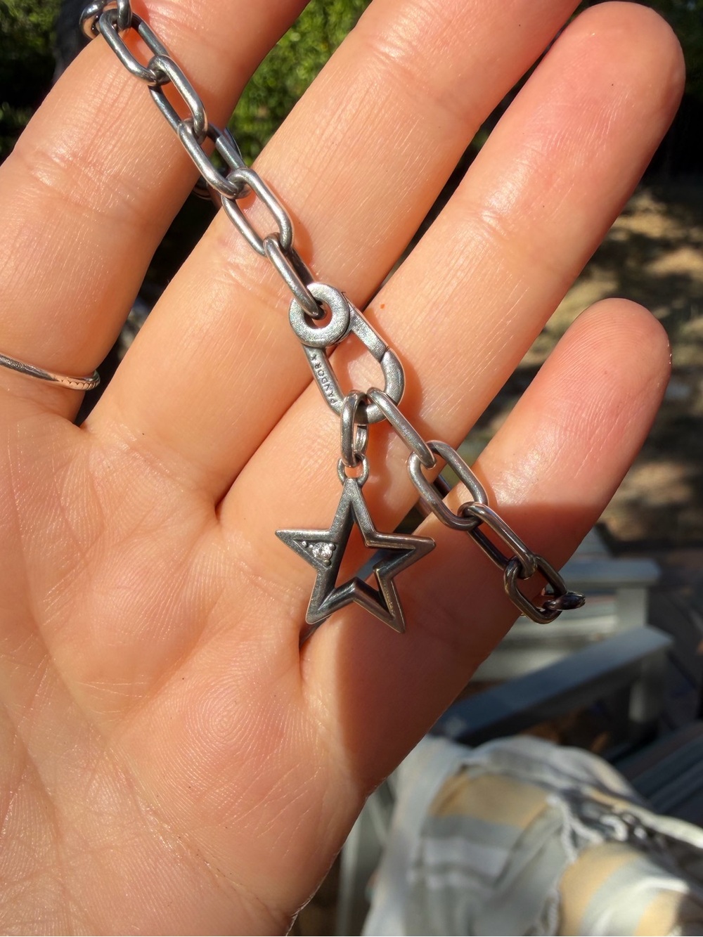 Pandora Sterling Silver Chain Bracelet with Star Charm S925 ALE - Picture 7 of 13